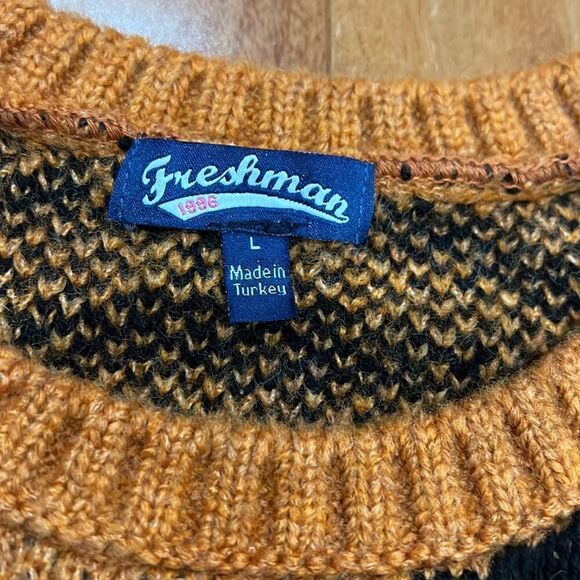 Freshman 1996 vintage 90s Style V Neck Chunky Oversized Relaxed Fit Sweater sz L - Picture 2 of 7